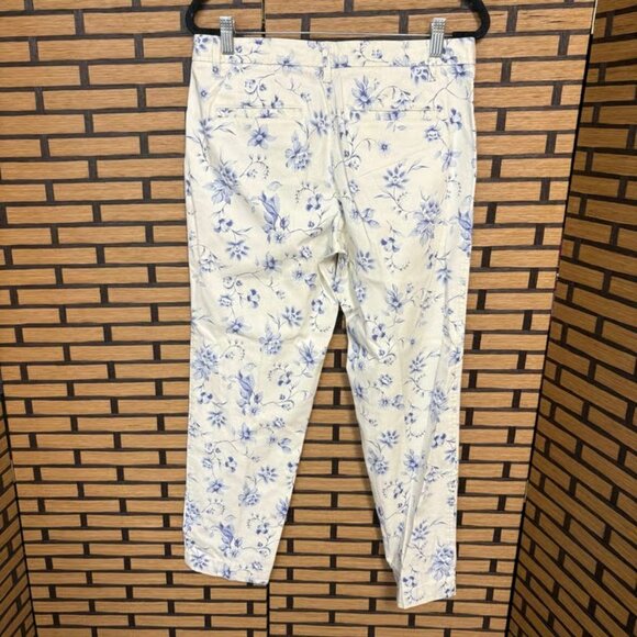 Talbots White And Blue Floral Relaxed Chinos Size 2 - Picture 2 of 7